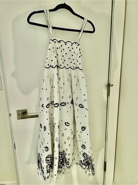 Anthropologie White and Black Printed Sundress